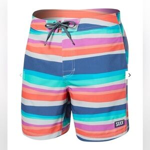 Saxx Betawave 2N1 Swim Boardshort 7" With Liner Cutback Stripe Multi Size 38 NWT